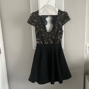 Black lace mini dress